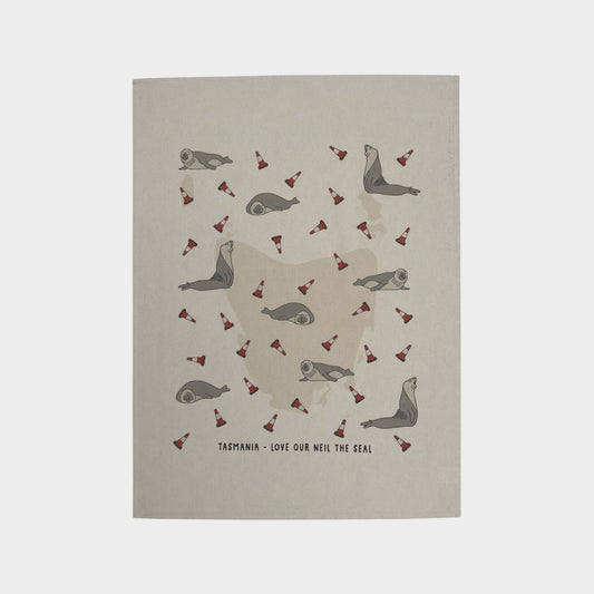 Love our Neil the Seal Organic Cotton Tea Towel