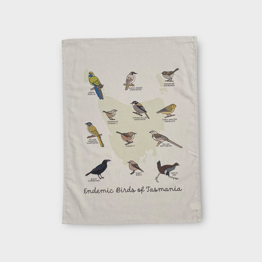 Endemic Birds of Tasmania Organic Cotton Tea Towel